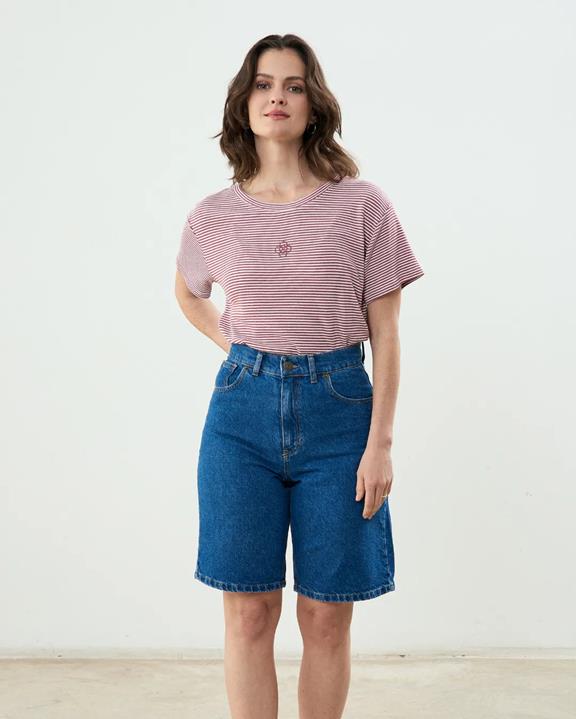 Clotsy T-Shirt Mauve Gestreept