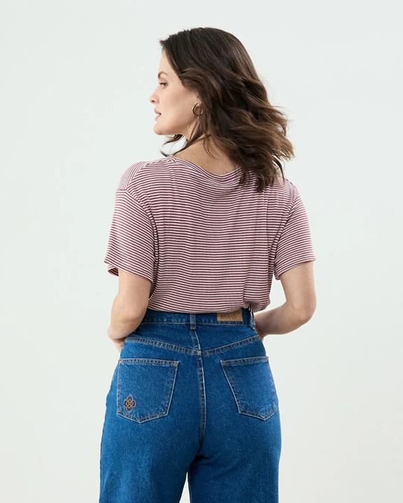 Clotsy T-Shirt Mauve Gestreept