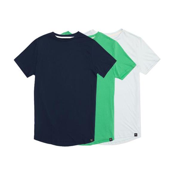 3 X : Navy + Green + Light Blue Organic Cotton T-Shirt 1