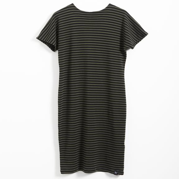 Dress - Striped Jersey Fabric - Army/Blackº 1