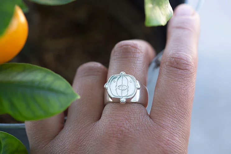 Ring Moon Face Silver 2