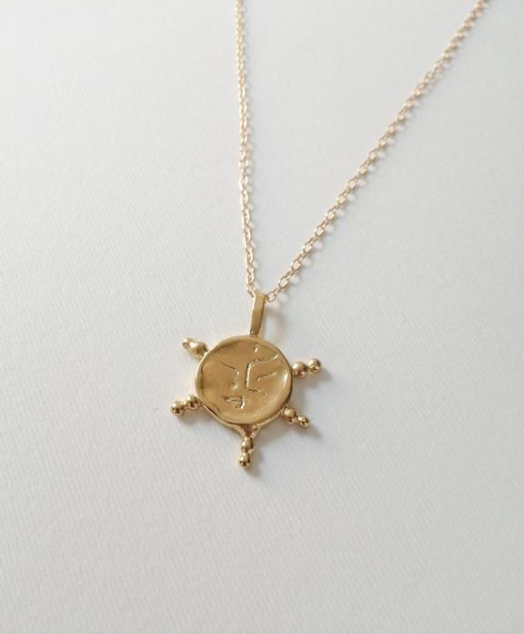 Necklace Sun Face Gold Plated 1