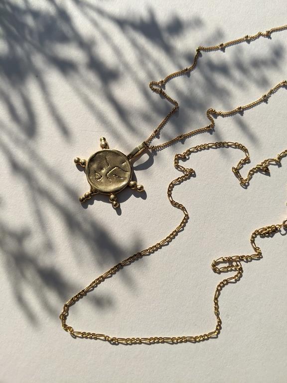 Necklace Sun Face Gold Plated 2