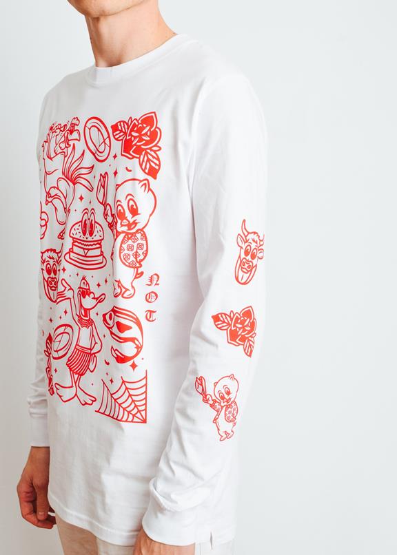 M8s Not Pl8s Long Sleeve - White X Red 1