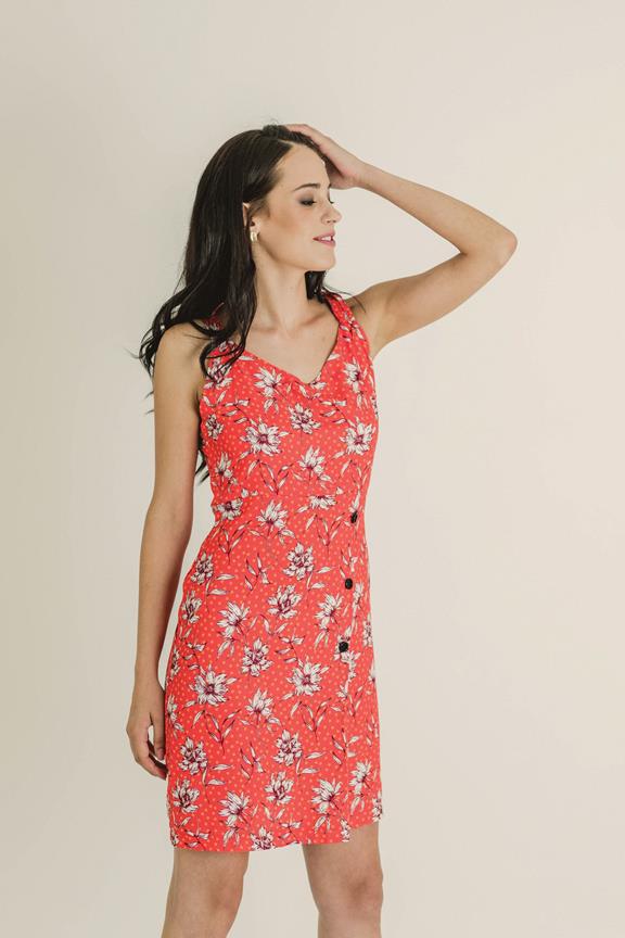 Dress Shirley Red Floral 2