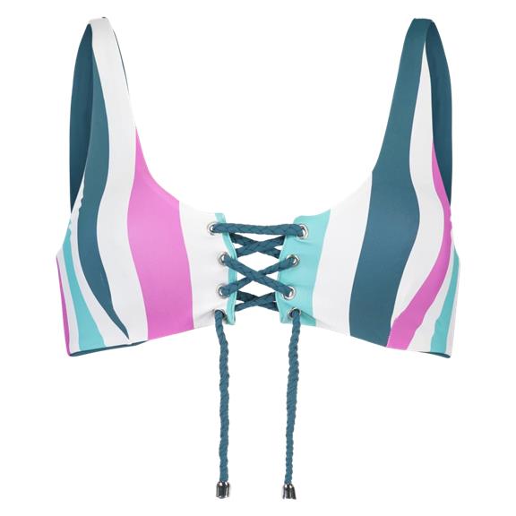Bikini Top Lace Up Stripe/Blue 9