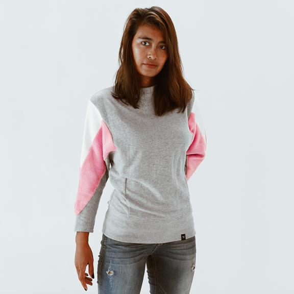 Sweatshirt Amy Grau Rosa Weiß 8