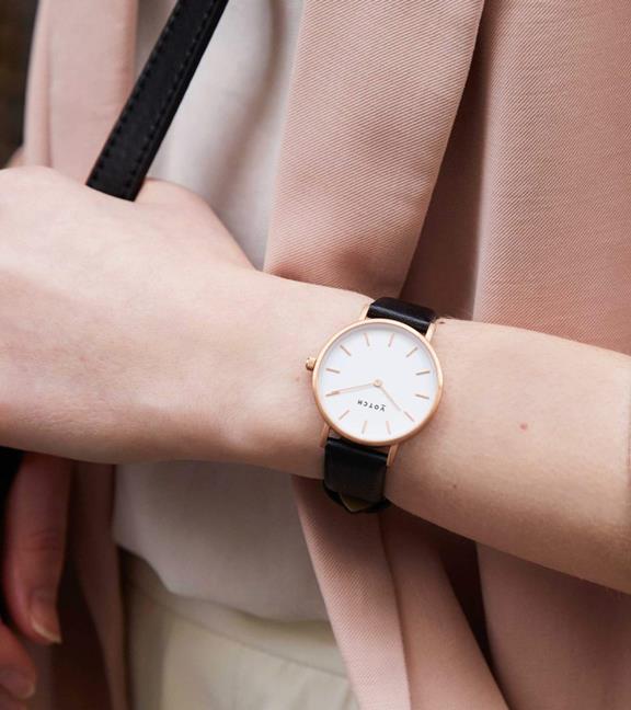 Roségouden Armband Met Roségoud & Zwart Petite Horloge 2