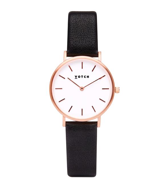 Rose Gold Bangle With Rose Gold & Black Petite Watch 3