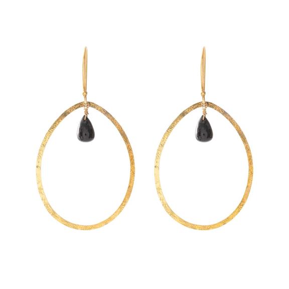 Earrings Ellipse Black Onyx Gold 3
