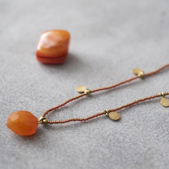 Charming Carnelian Gold Necklace - Orange 1