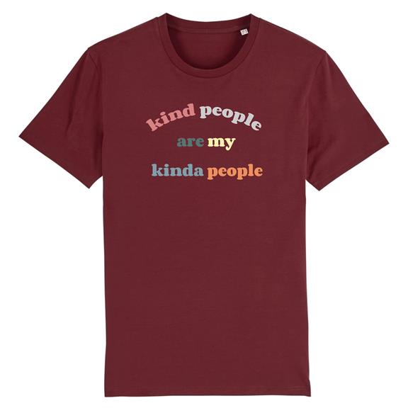 T-Shirt Kind People Are My Kinda People Donkerrood 1
