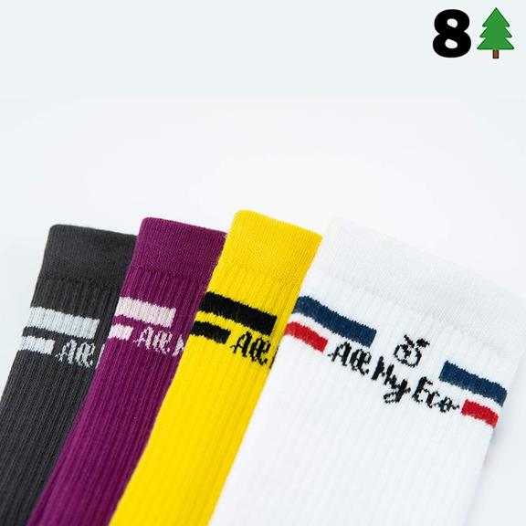 4er-Pack Socken Lila Gelb Grau Weiß 20
