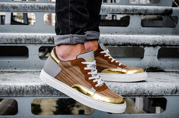 Sneakers Holz Braun Gold 6