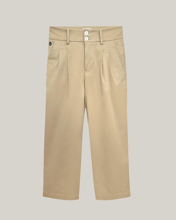 Pantalon Taille Haute Plissé Beige 2