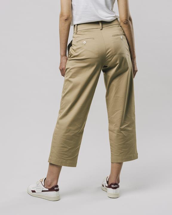 Pantalon Taille Haute Plissé Beige 5