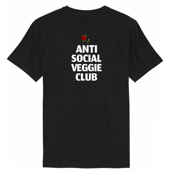 Anti Social Veggie Club - Rug Print T-Shirt Zwart 2