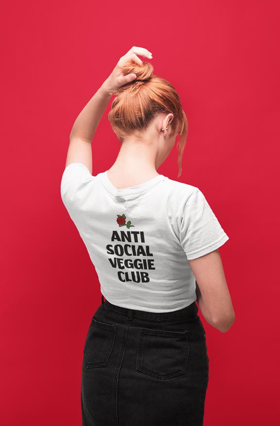 Anti Social Veggie Club - Rug Print T-Shirt Zwart 3