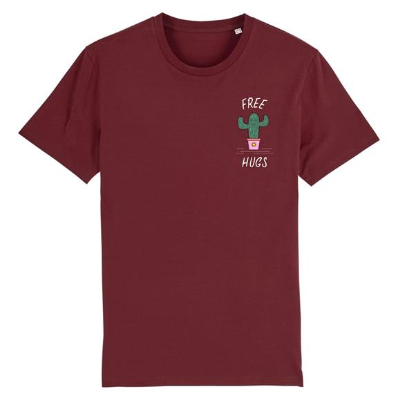 Free Hugs - Biologisch Katoen T-Shirt Bordeaux 2