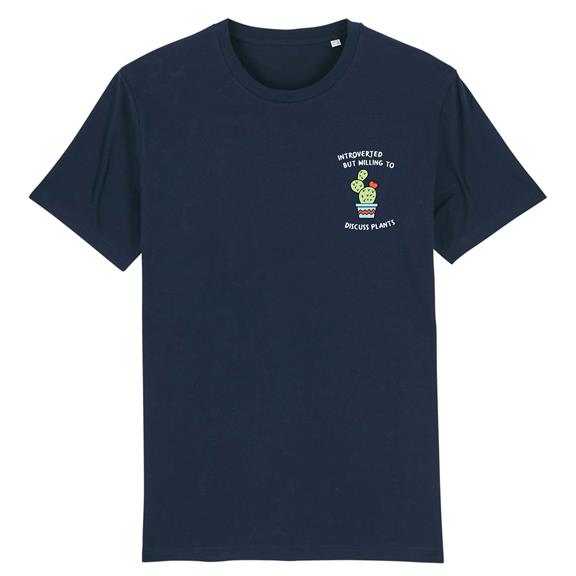Introverted But Willing To Discuss Plants T-Shirt Navy 2