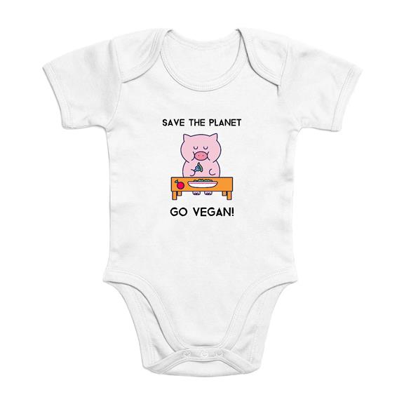 Save the Planet go Vegan - Bio Strampler 1