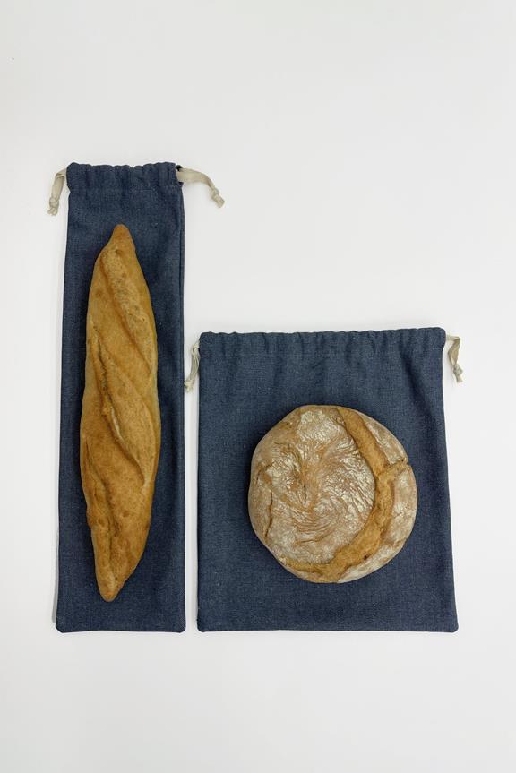 Set Of 2 Bread Bags Dark Blue 1
