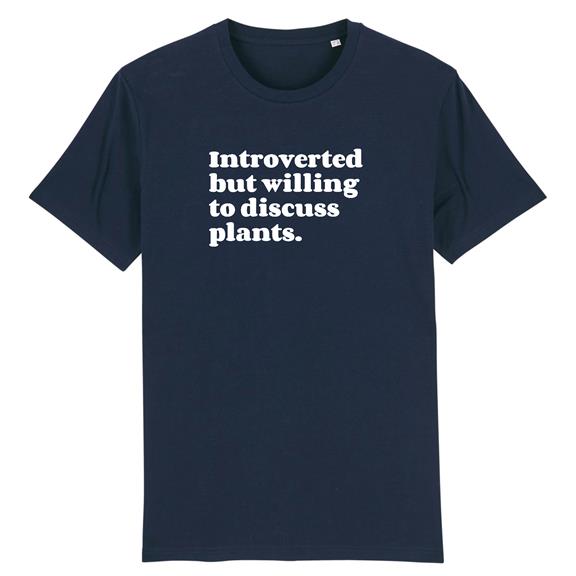 T-Shirt Introvertiert, Aber Bereit, Über Pflanzen Zu Sprechen Dunkelblau 3