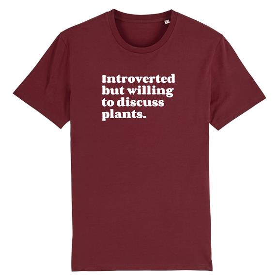 T-Shirt Introverted But Willing To Discuss Plants Donkerrood 1