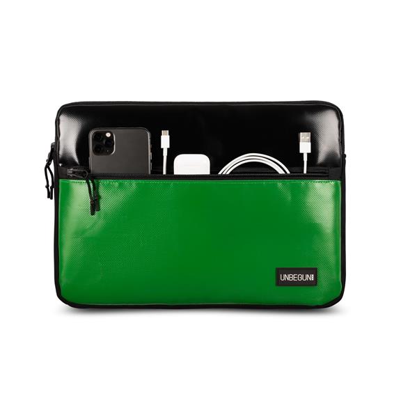 Laptop Case With Front Compartment - Black/Green 2