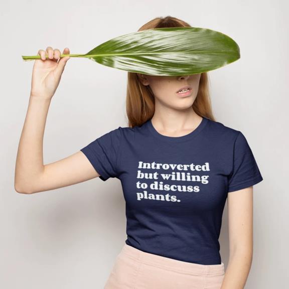 T-Shirt Introvertiert, Aber Bereit, Über Pflanzen Zu Diskutieren Grau 2
