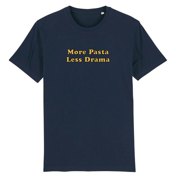 T-Shirt Unisex More Pasta Less Drama Navy 1
