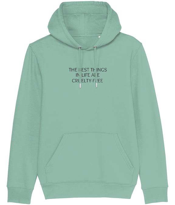Hoodie The Best Things In Life Are Cruelty-Free Mid Heather Green 1
