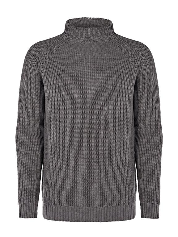 High Neck Sweater Slouch Knit Dark Grey 2