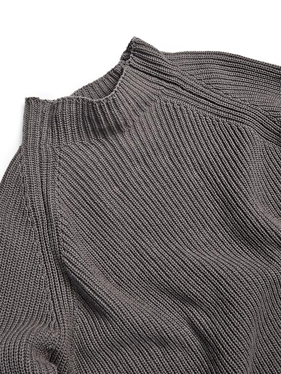 High Neck Sweater Slouch Knit Dark Grey 3