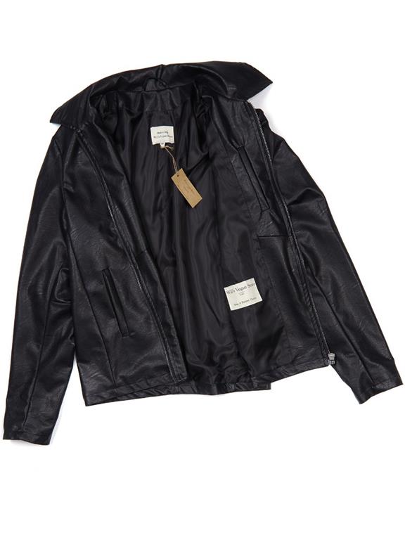Leather Jacket Shirt Collar Black 3
