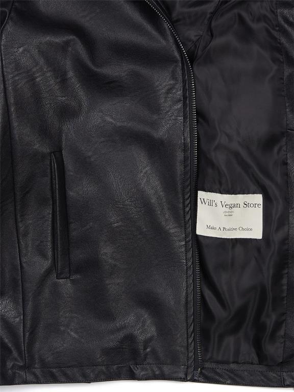 Vegan Leather Jacket Shirt Collar Black 5