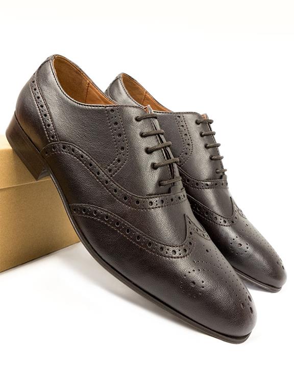 Brogues City Square Toe Donkerbruin 3