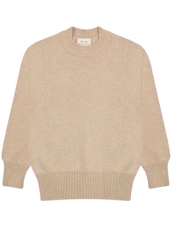 Pull Col Rond Beige 1