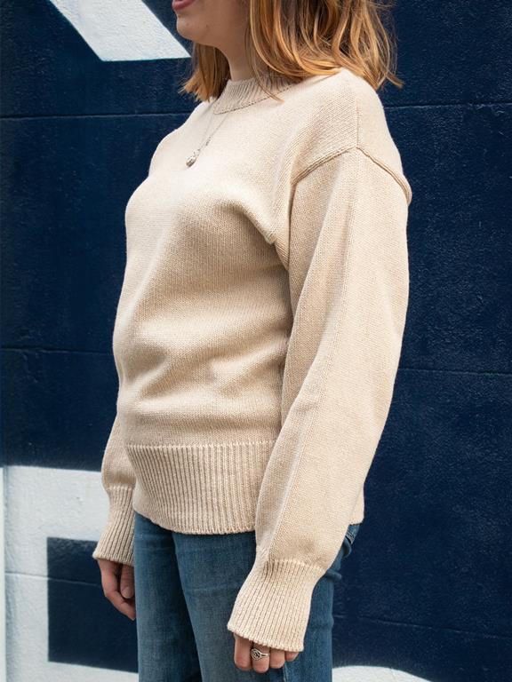 Pull Col Rond Beige 3