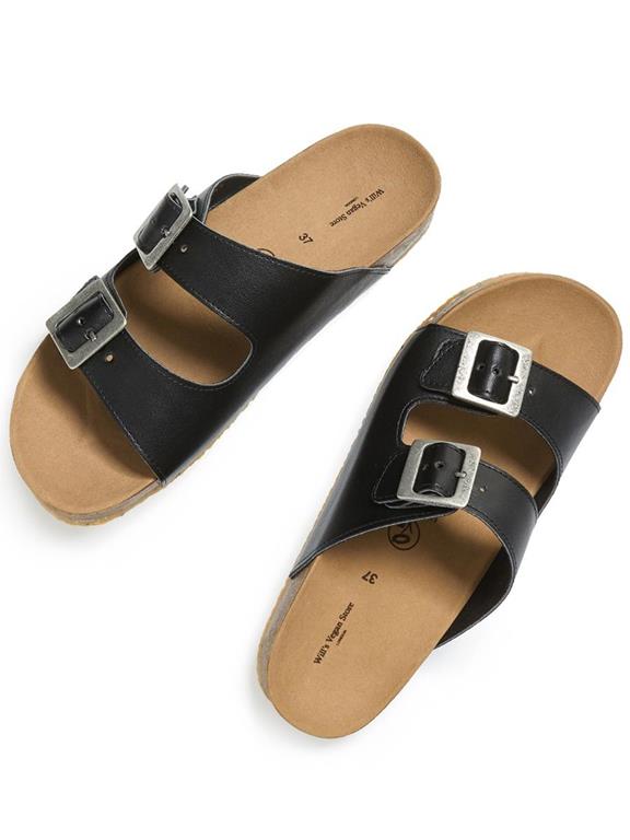 Sandalen Two Strap Voetbed Zwart from Shop Like You Give a Damn