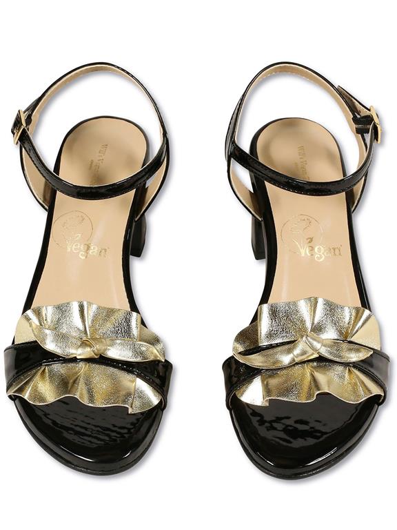 Sandals Ruffle Black & Gold 4