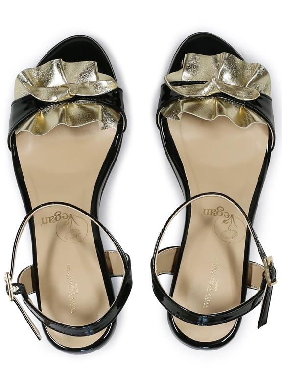 Sandals Ruffle Black & Gold 5
