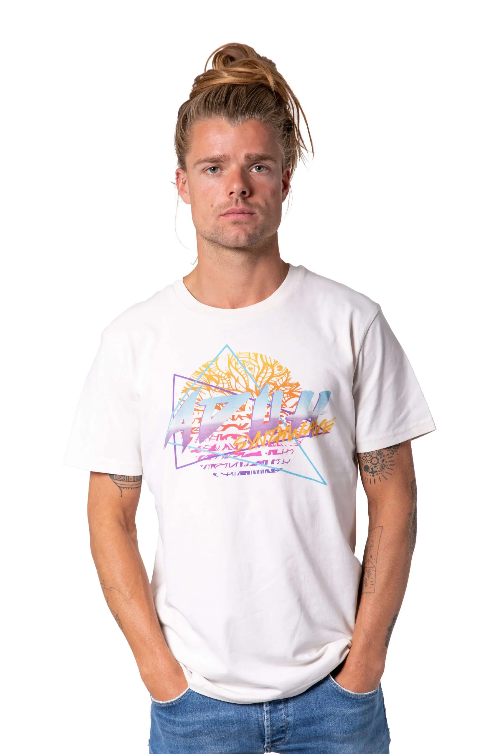 T-Shirt Synthwave Wit 1