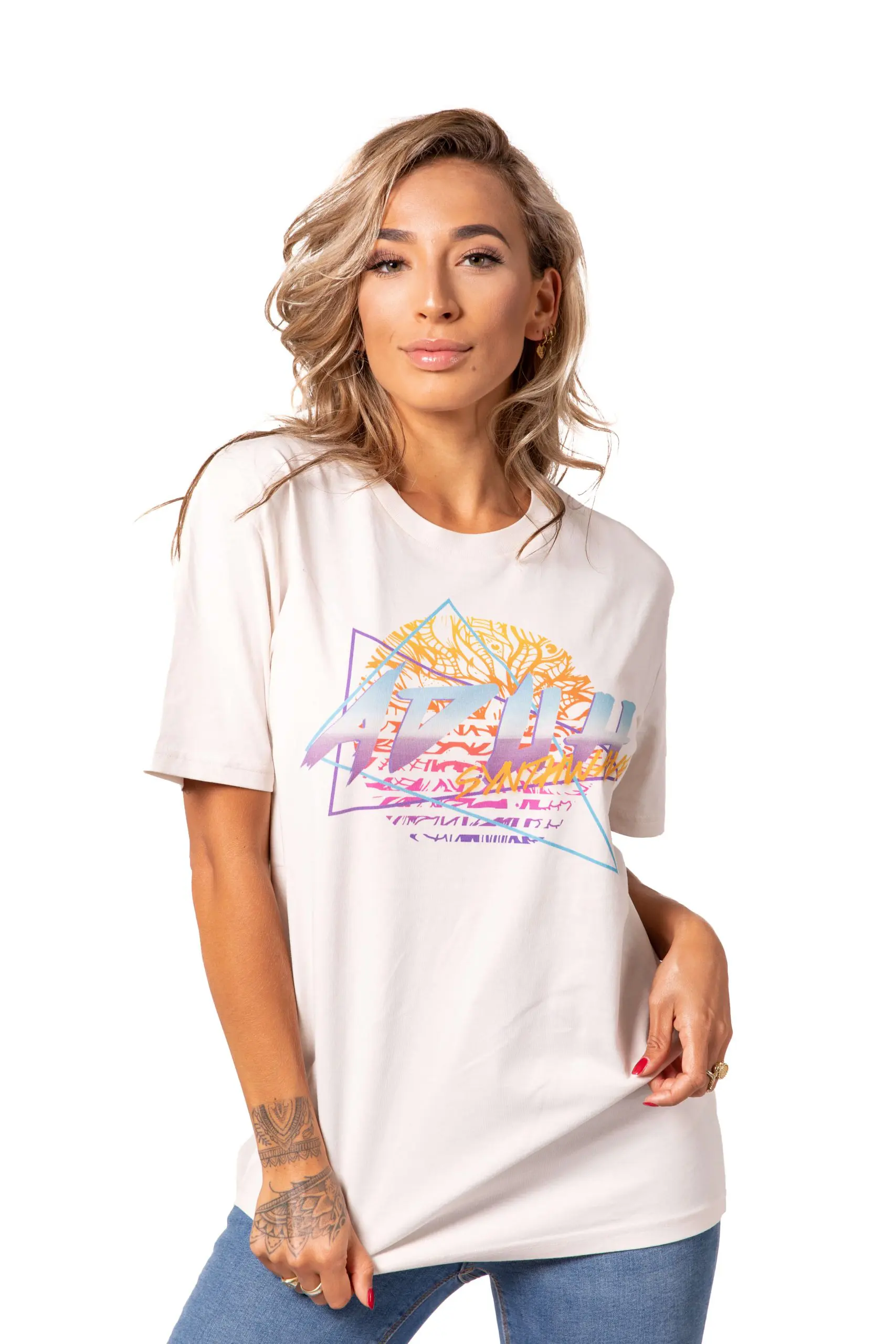 T-Shirt Synthwave Wit 2