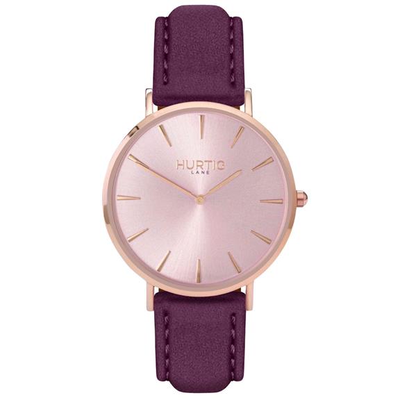 Hymnal Watch Vegan Suede Rose Gold & Berry 2