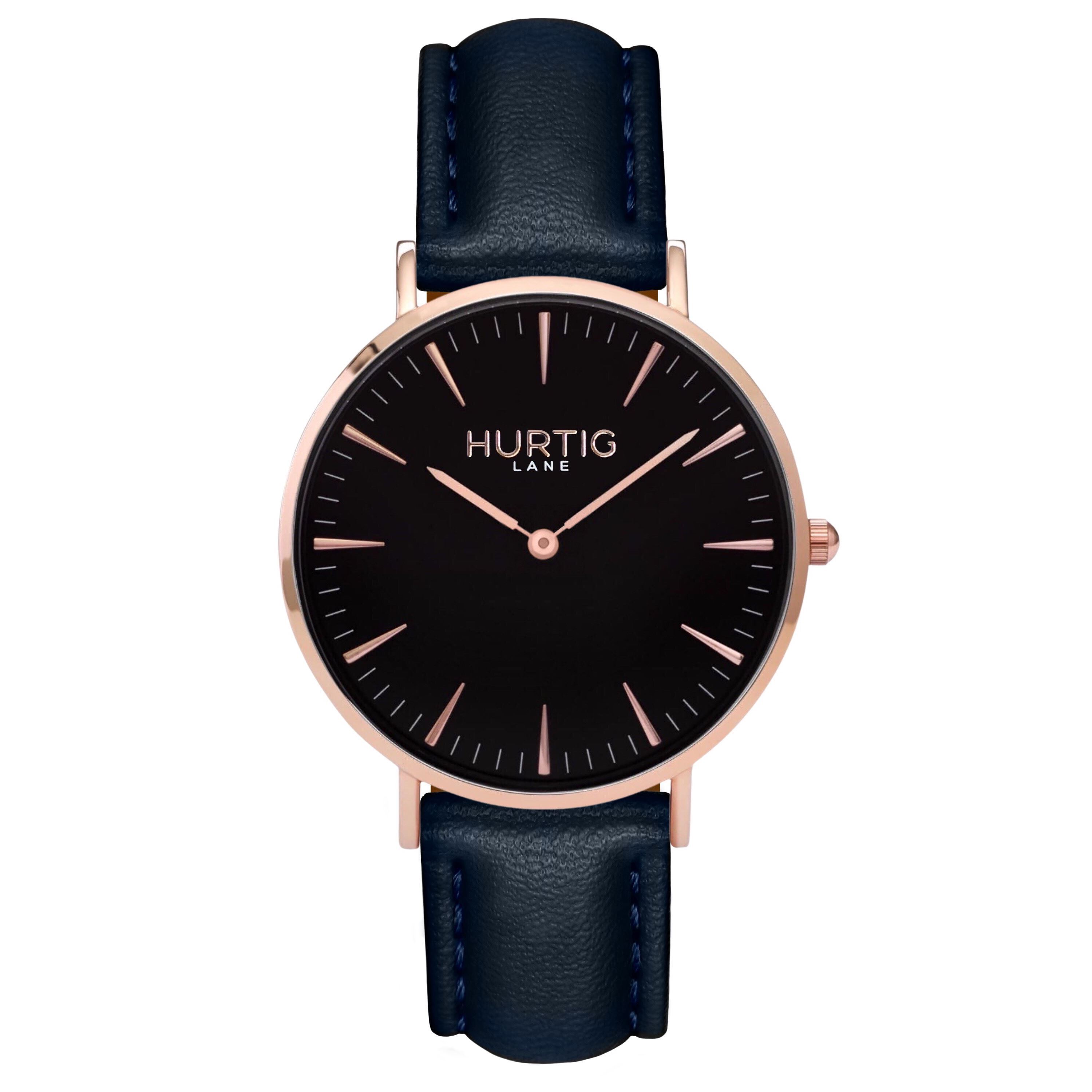 Mykonos Watch Rose Gold, Black & Midnight Blue via Shop Like You Give a Damn