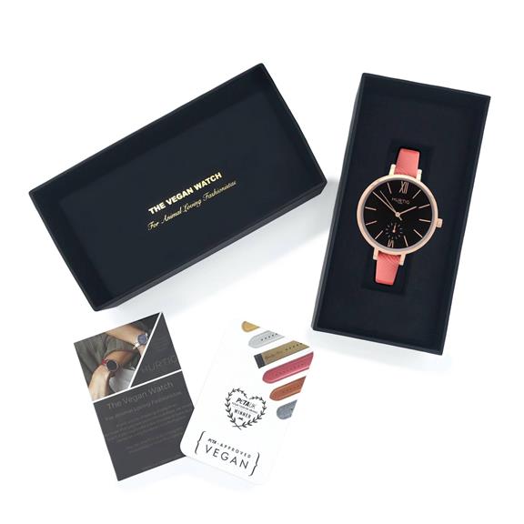 Horloge Amalfi Petite RosÃ©goud Zwart & Koraal from Shop Like You Give a Damn