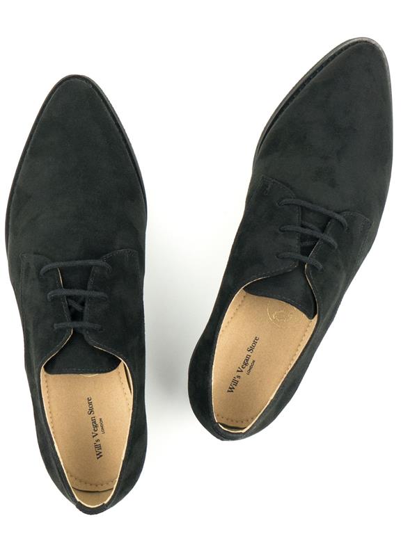Point Toe Derbys Black Vegan Suede from Shop Like You Give a Damn