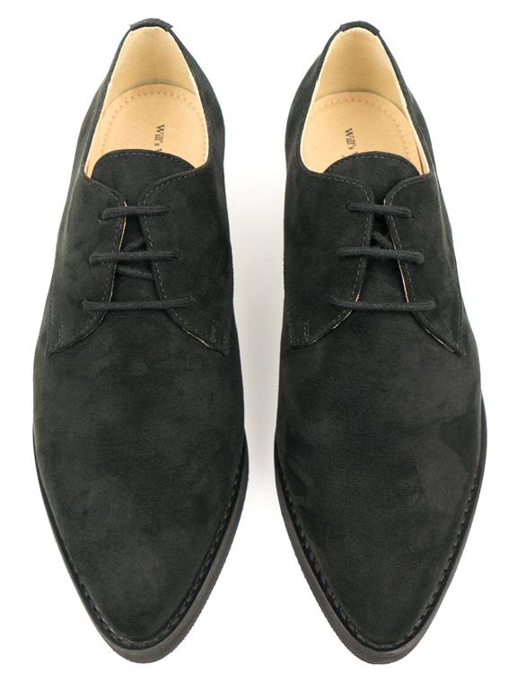 Point Toe Derbys Black Vegan Suede from Shop Like You Give a Damn