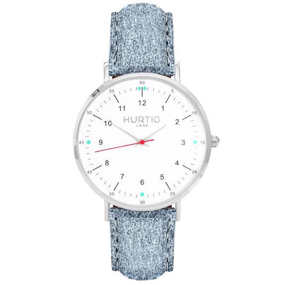 Watch Moderna Suede Silver White & Coral 4